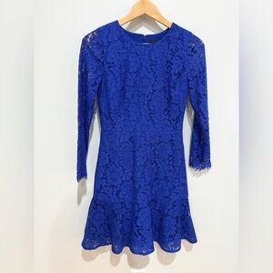 J. Crew Royal Blue Lace 3/4 Sleeve Dress